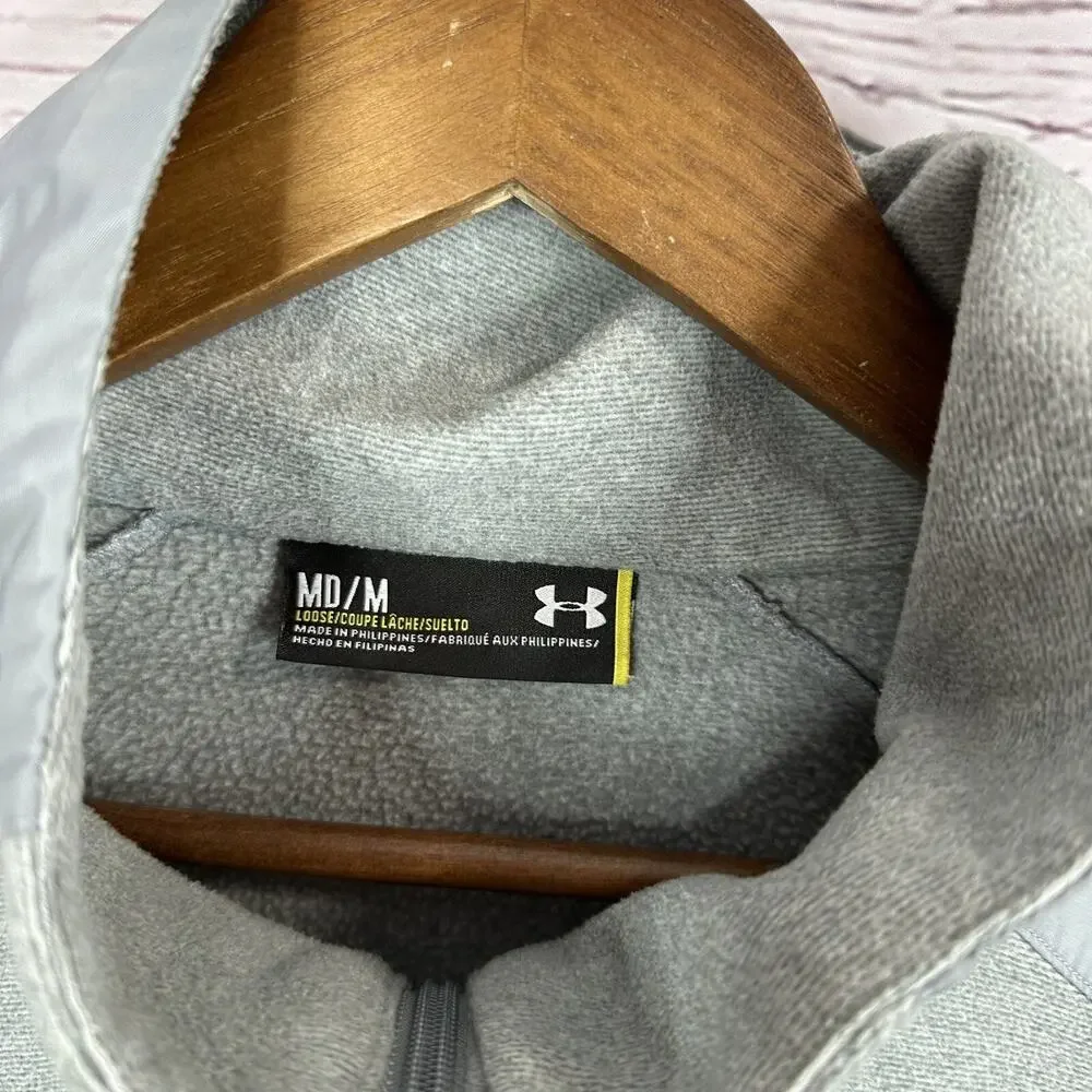Under Armour Jacket Womens Medium Performance‎ Fleece Gray Loose Zip Cold Gear